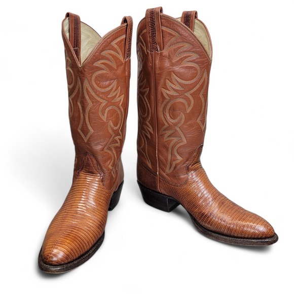 Larry Mahan Other - Larry Mahan Lizard Cowboy Boots 3112 Brown Size 7 B Narrow Western Dance